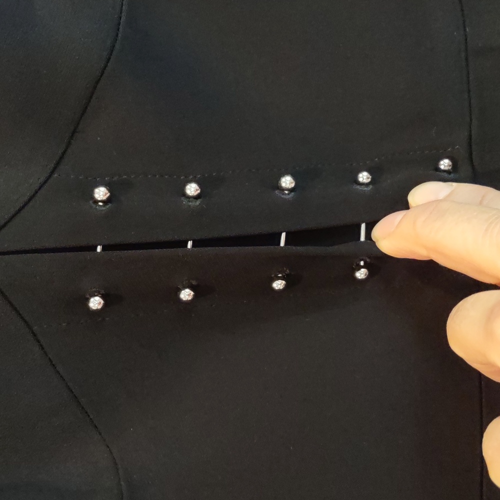 A.L.C. Jacobson black sleeveless deep-v dress. Metal bar detail at waist. Size 2 - Picture 4 of 14